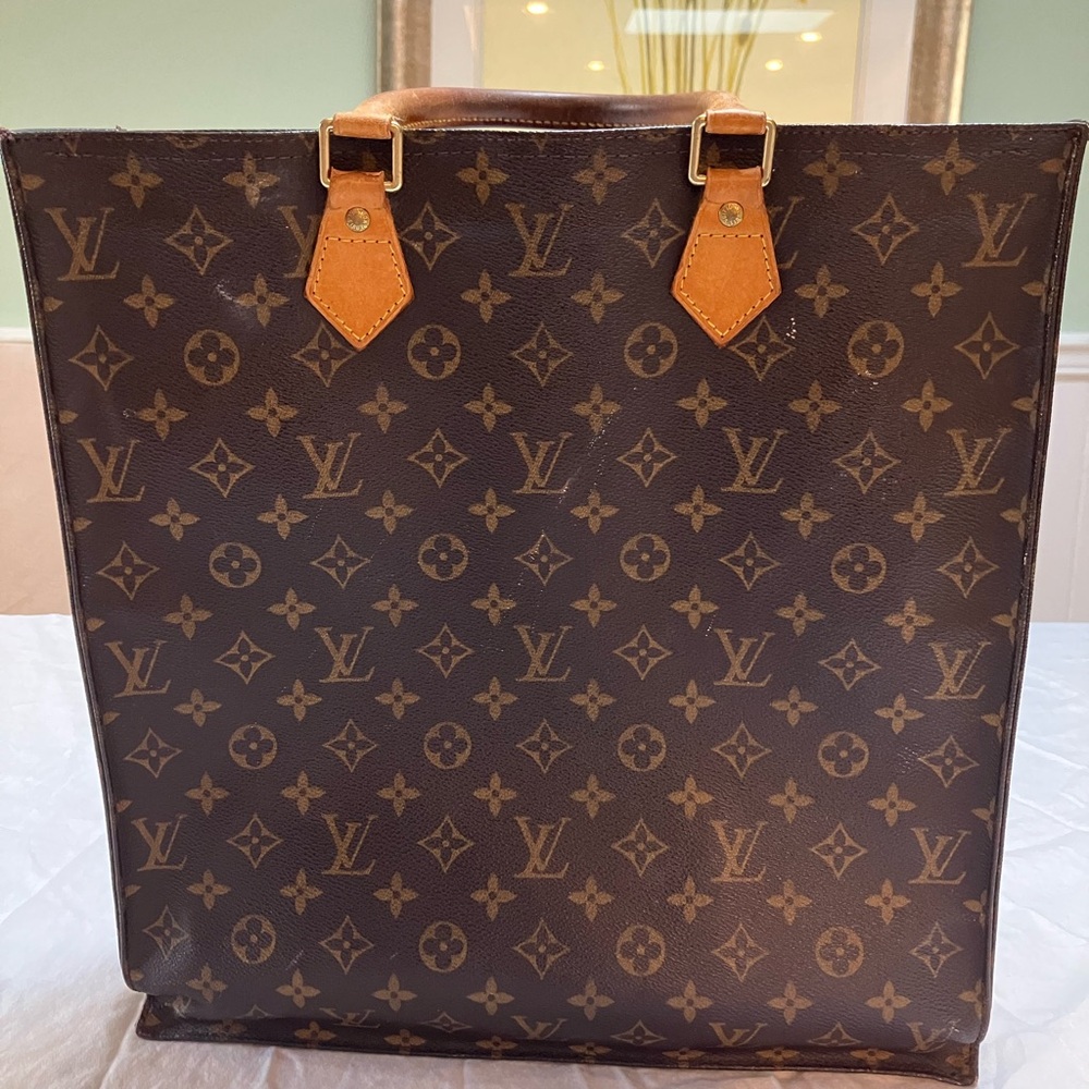 Louis Vuitton Monogram Canvas Tote with Tan Leather Handles - Picture 2 of 14